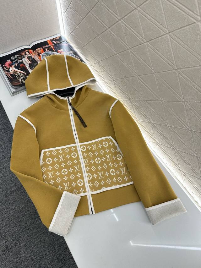 Louis Vuitto*2025 New Arrivals Hooded Jacquard Jacket and Trousers Set Custom Yb