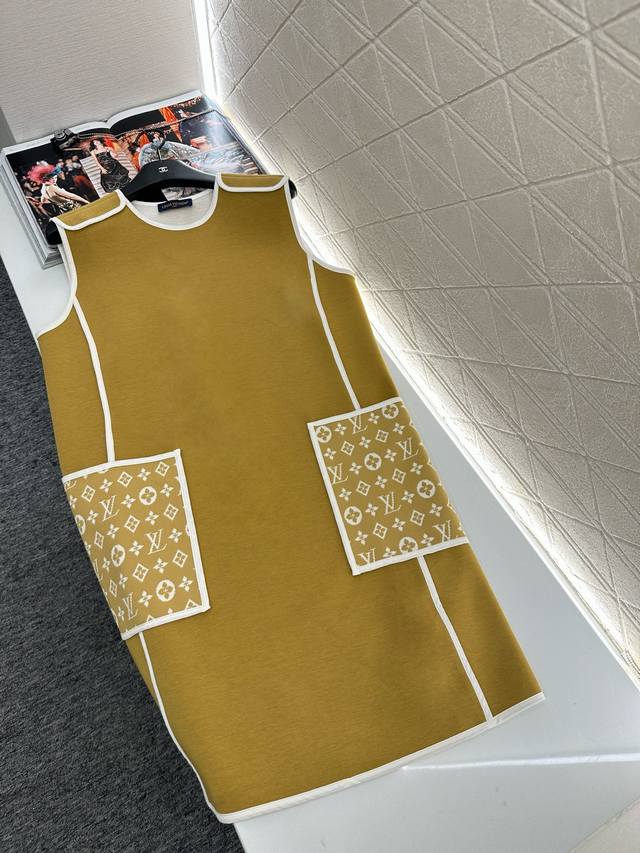 Louis Vuitto*2025 New Arrivals Jacquard Patchwork Pocket Vest Dress Custom Yb im