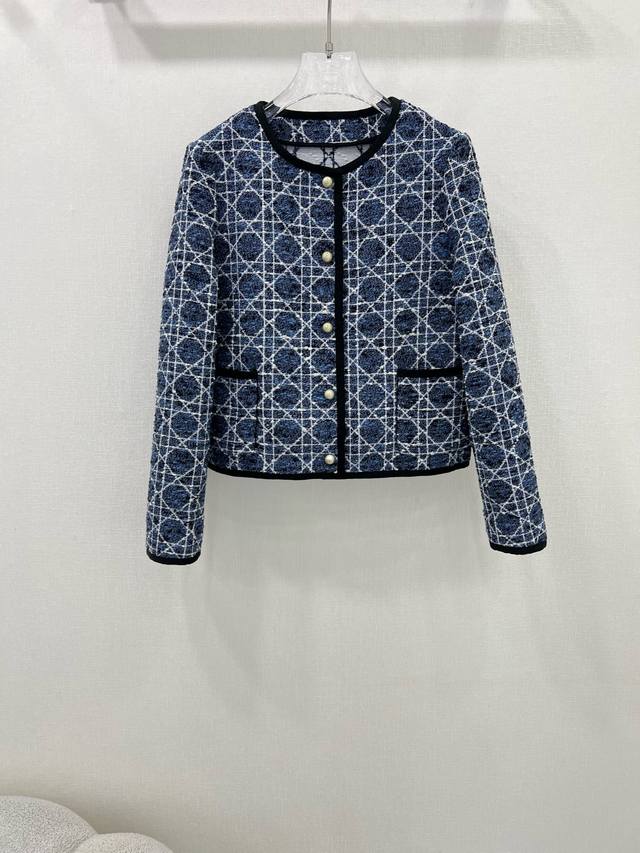 Dio*25 New rattan check round-neck dress jacket, custom-made from imported YB wo