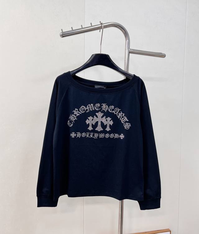 Chrome Hearts new cross-shaped rhinestone long-sleeved sweatshirt T-shirt long-s