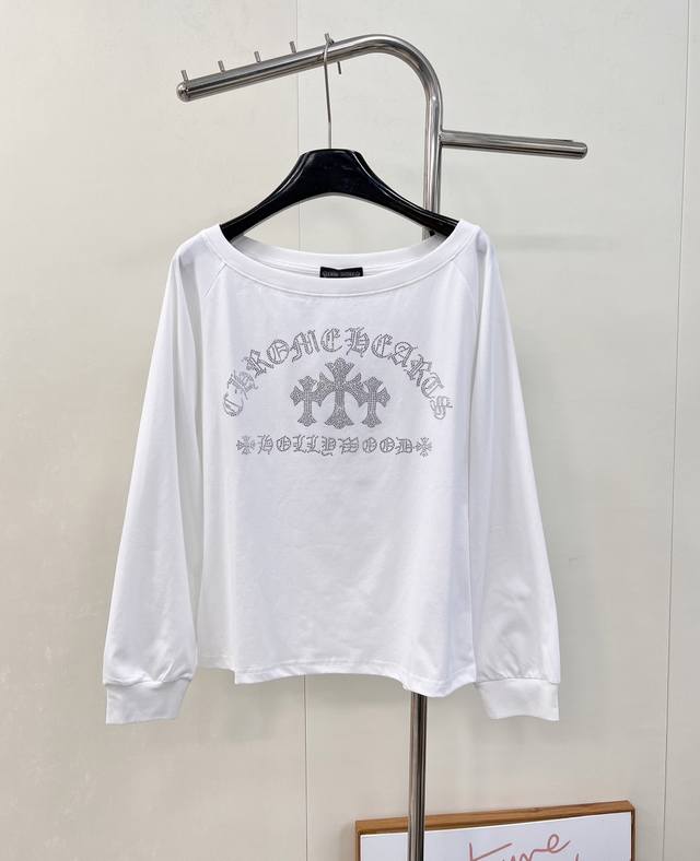 Chrome Hearts' new cross-patterned rhinestone long-sleeved sweatshirt T-shirt. E