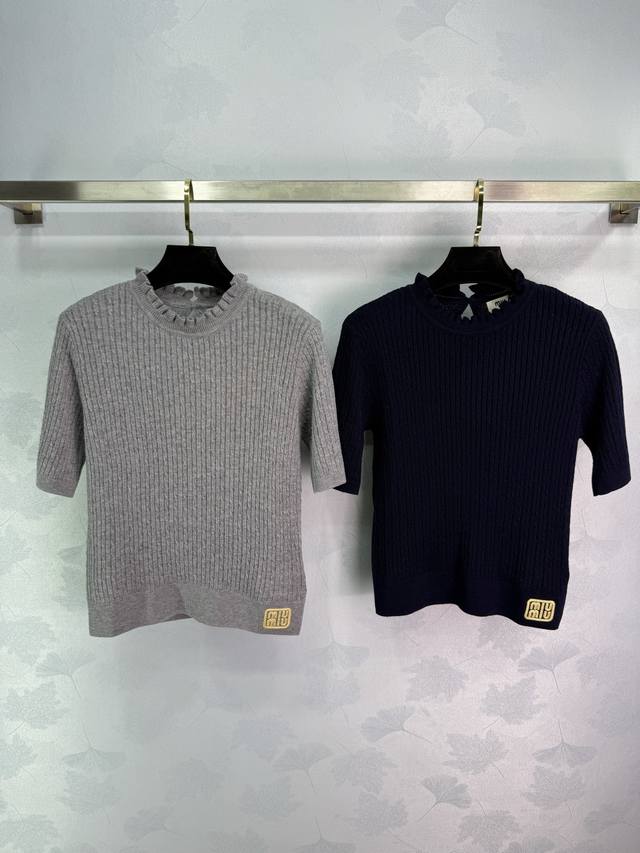 Miumi* 2025 Early Fall new twisted knit short-sleeves! Custom-woven wool yarn fo
