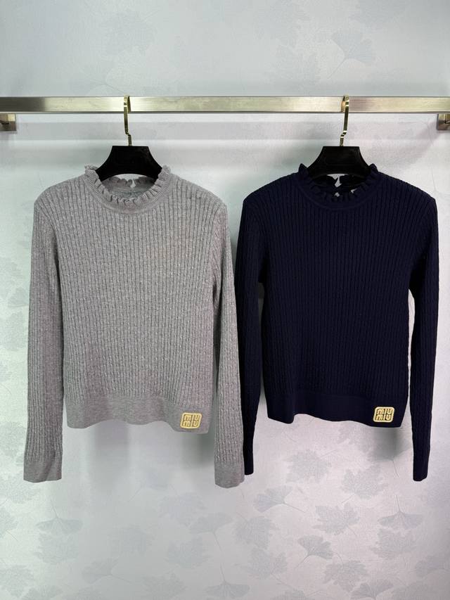 Miumi* 2025 Early Fall new cable-knit pullover long-sleeved sweater! Custom-wove