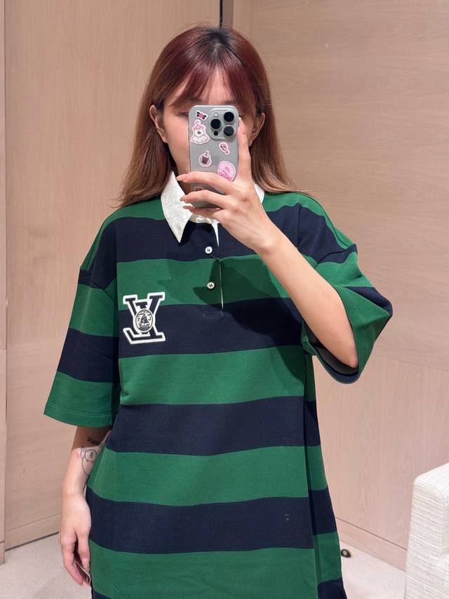 Louisvuitto* 25Fw Early Fall new contrast striped short-sleeved polo shirt | Exc