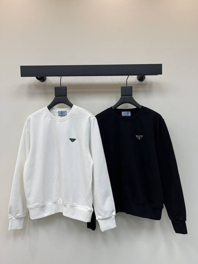 prad*25 Early Fall new classic inverted triangle iron label crew neck sweatshirt