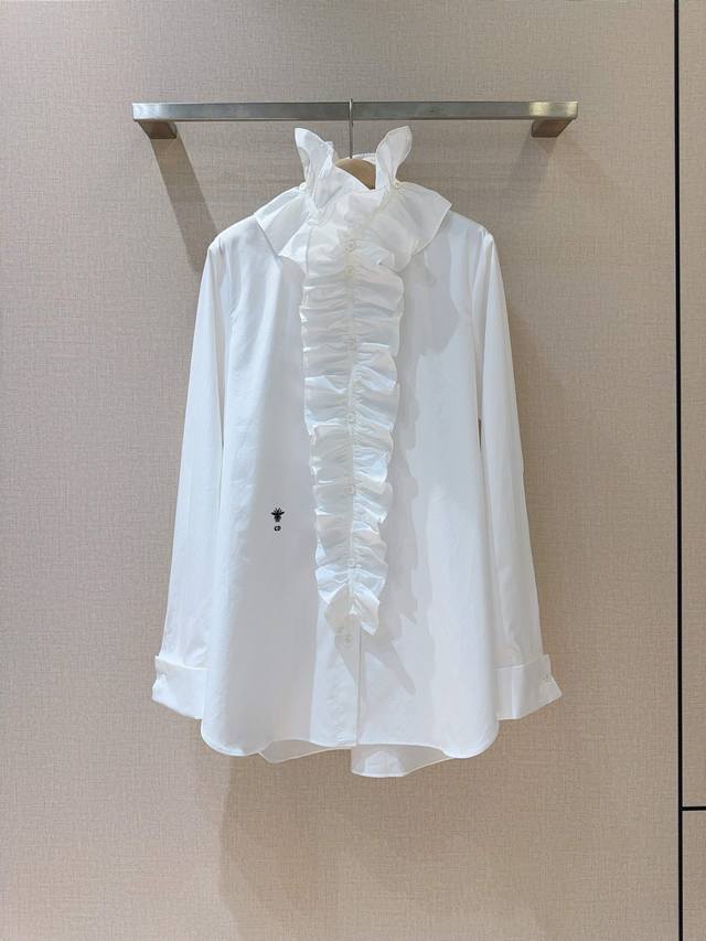 Dio*R 2025 New Fashion Item Minimalist combed poplin cotton small stand-up colla