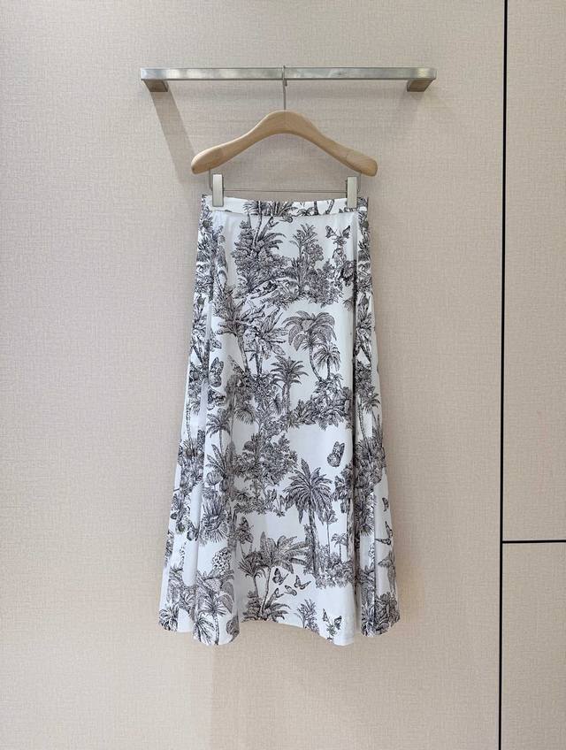 Dio*R new skirt Ink series high waist wild animal print skirt Pure cotton materi