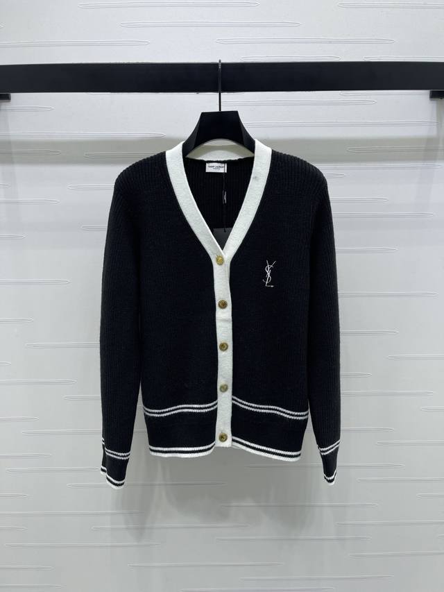 New, original, high-quality Ysl* 2025 Early Fall Collection! V-neck knitted car