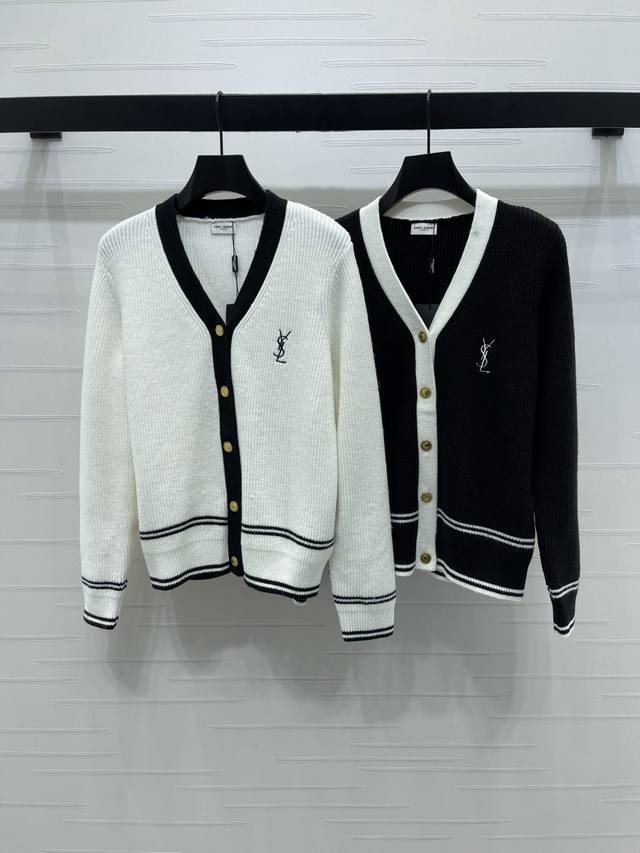 New, original, high-quality Ysl* 2025 Early Fall Collection! V-neck knitted car