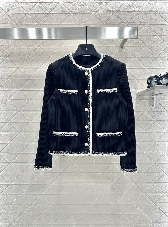 Chane*2025 New Arrivals Contrast-Trimmed Corduroy Dress Jacket Custom Yb importe