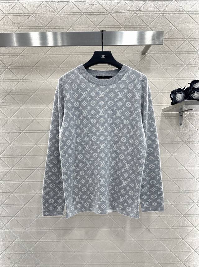 Louis Vuitto*2025 New Arrivals Jacquard Loose Knit Top Custom Yb wool yarn for a