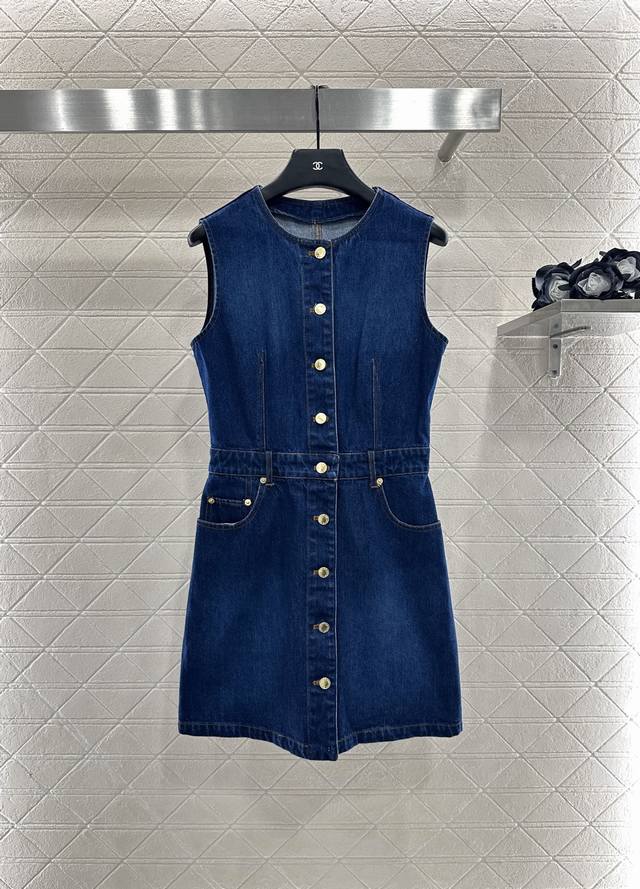 Louis Vuitto*2025 New Arrivals Denim Vest Dress Custom Yb twill cotton denim, fe
