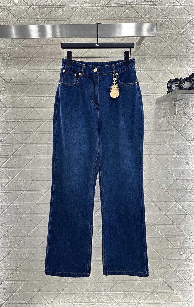 Louis Vuitto*2025 New Arrivals Cat Charm Straight Jeans Custom Yb twill cotton d