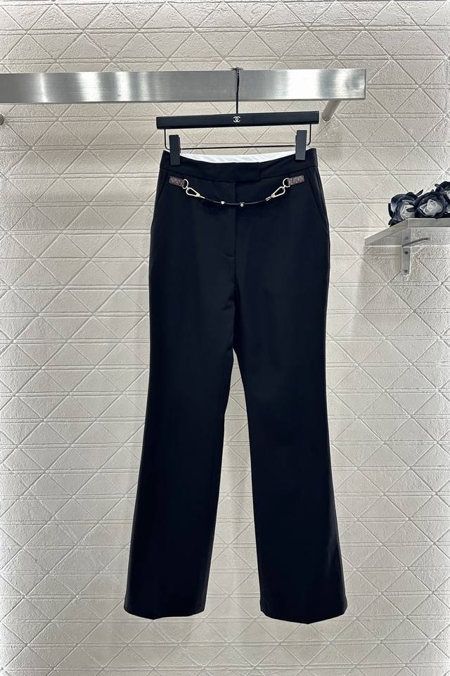 Louis Vuitto*2025 New Arrivals Leather Chain Straight-Leg Suit Trousers Custom Y