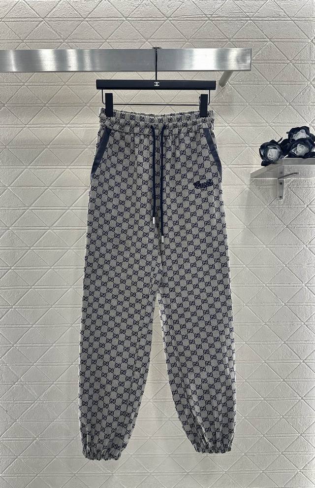 Gucc*2025 New Arrival Jacquard Casual Drawstring Trousers Custom Yb imported jac