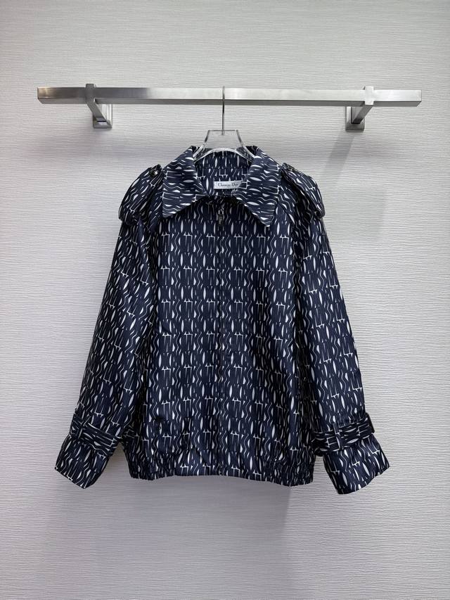 Dio* 25Ss new short windbreaker jacket with pattern jacquard fabric decoration,