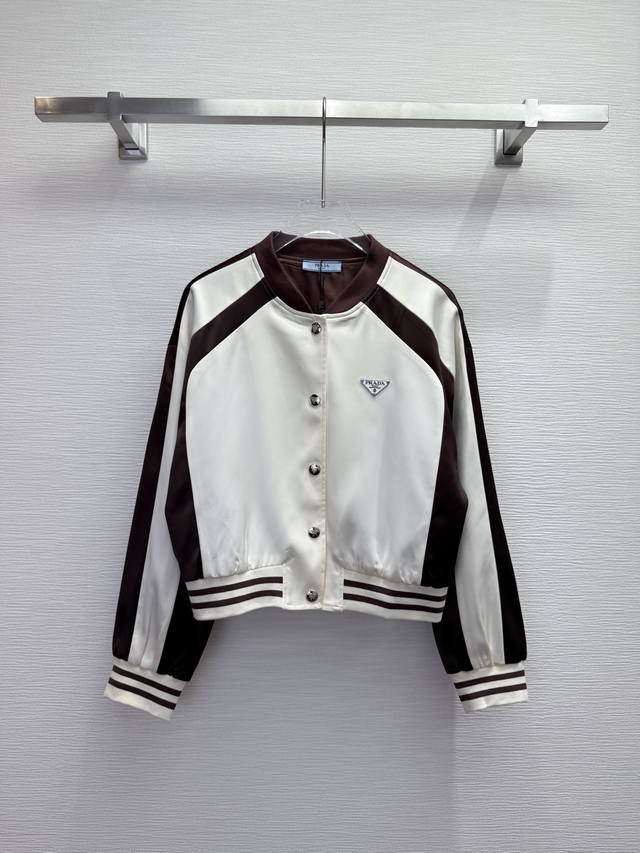 prad* 25Ss new contrast color jacket with ribbed collar and classic triangle log