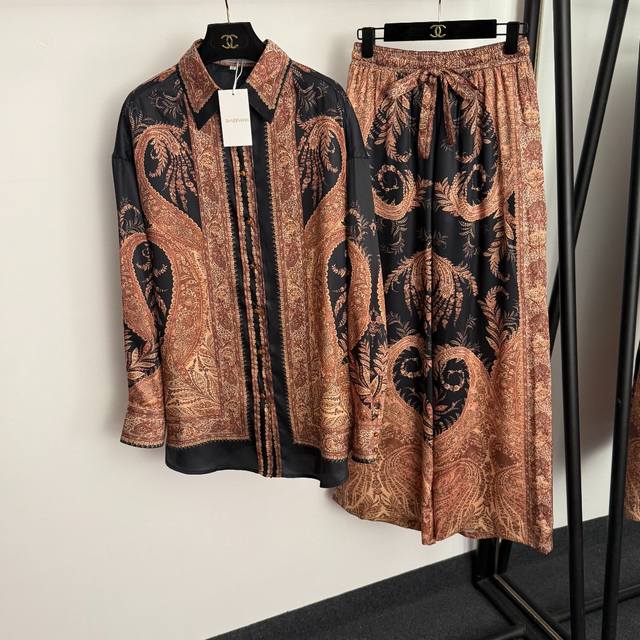 Style No. 20255788 Zimmermann new suit, retro pattern print long-sleeved shirt