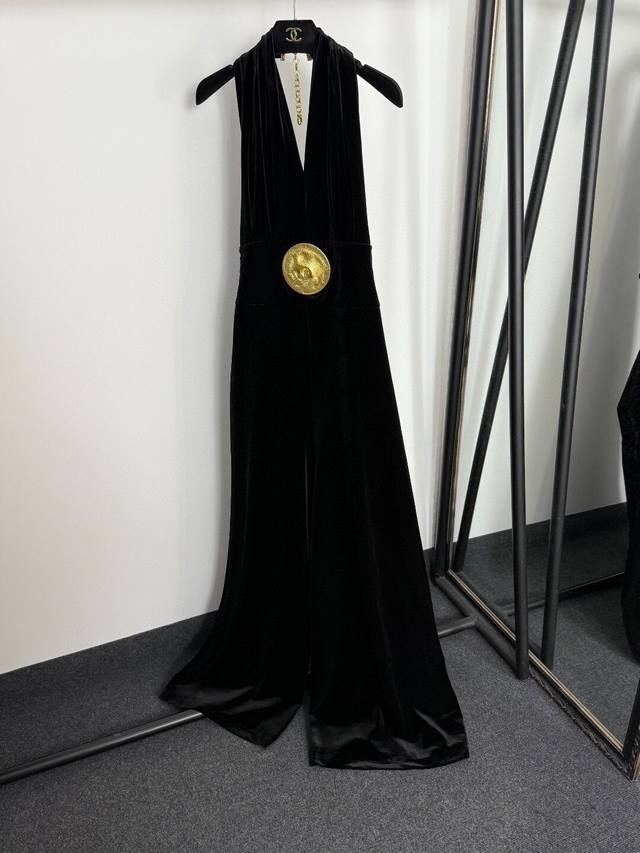 Style No. 20254832 Schiaparelli's latest gold shield metal embellishment halter