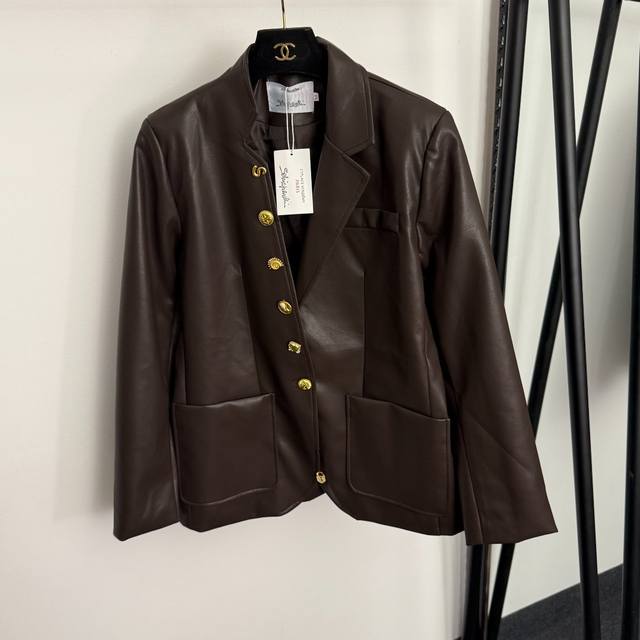 Style No. 20255766 Schiaparelli's latest high-end custom long-sleeved PU leathe