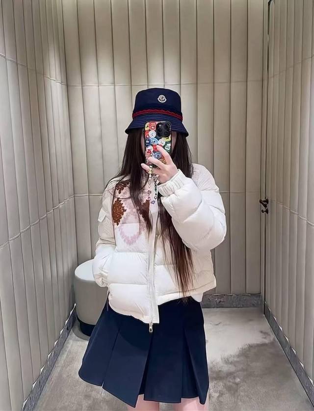 Moncl*R 25Fw Fall/Winter New Megara Knit Embroidered Puffer Short Down Jacket |
