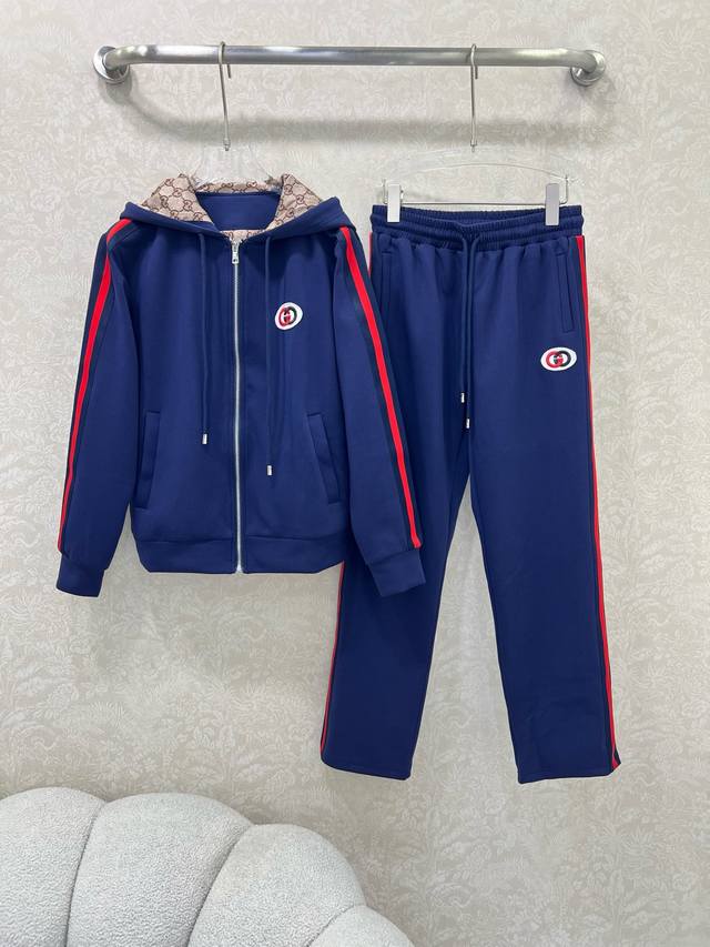 Gucc* 25 new space cotton suit jacket and slim straight pants combination with r