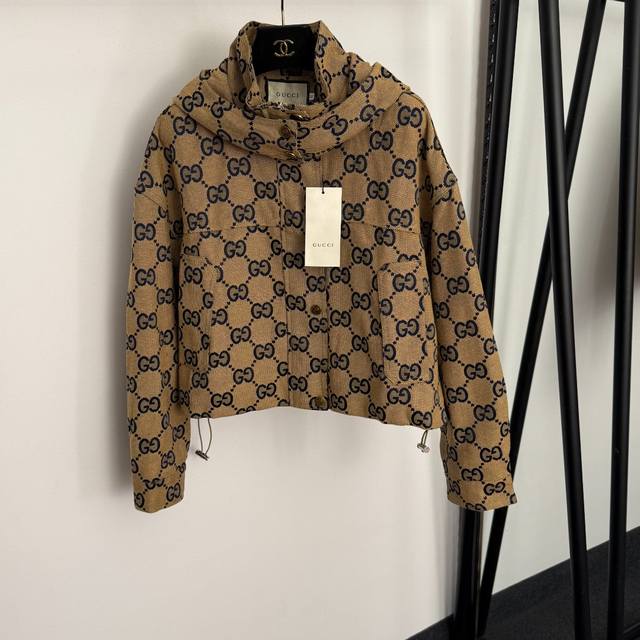 Style No. 20255717 Gucc* new monogram Gg jacquard long-sleeved hooded short win