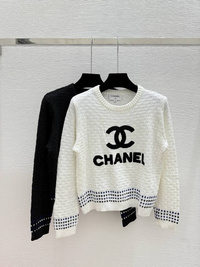 Ch's early autumn new style contrast color letter round neck knitted long sleeve