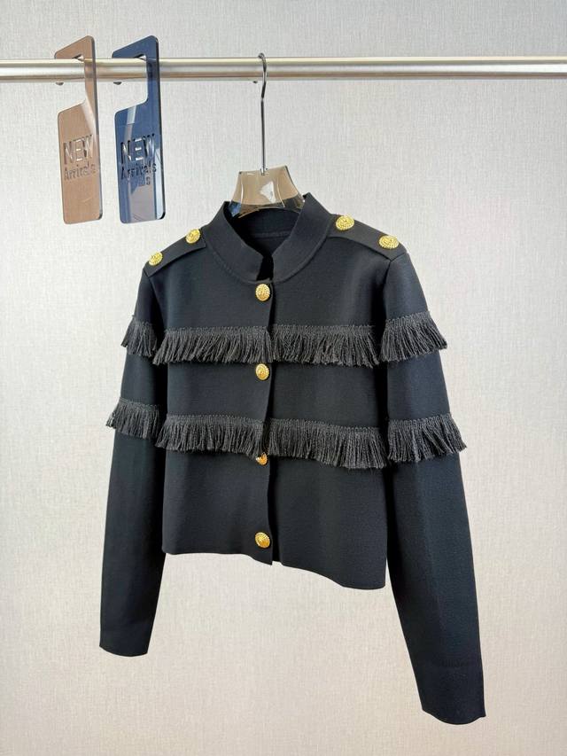 Bajia | Tassel Button Cardigan 30% mulberry silk, 30% Tencel, 40% wool Black ta