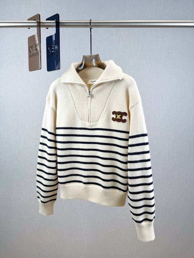 Homesick | Striped Stand-Up Collar Pullover 50% wool, 50% cotton French striped
