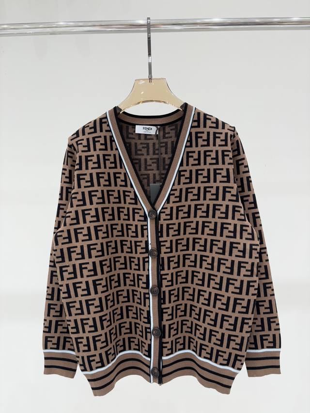 Fendi Cardigan | 25 Early Autumn New V-neck Classic Double F Monogram Logo Jacq