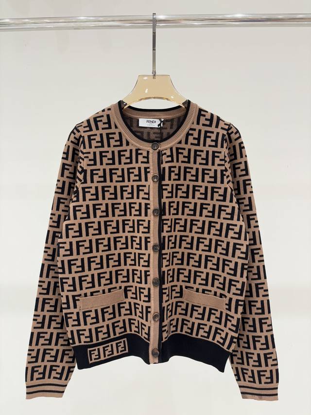 Fendi Cardigan | 25 Early Autumn New Round Neck Classic Double F Monogram Logo