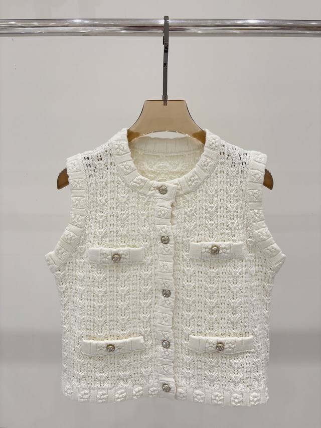Chanel vest | 25 early autumn new round neck three-dimensional jacquard simple