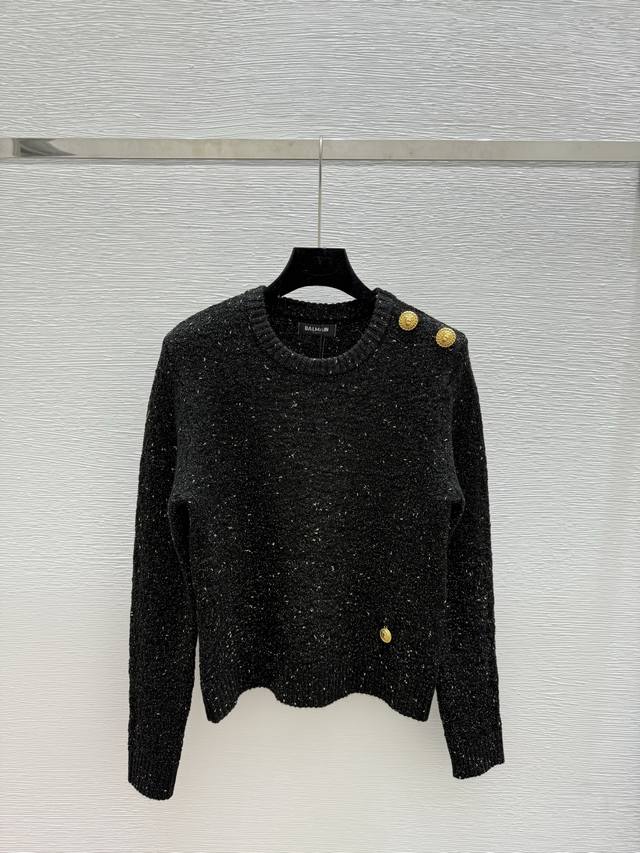 Ba's early autumn new gold and silver thread round neck knitted long sleeve Colo