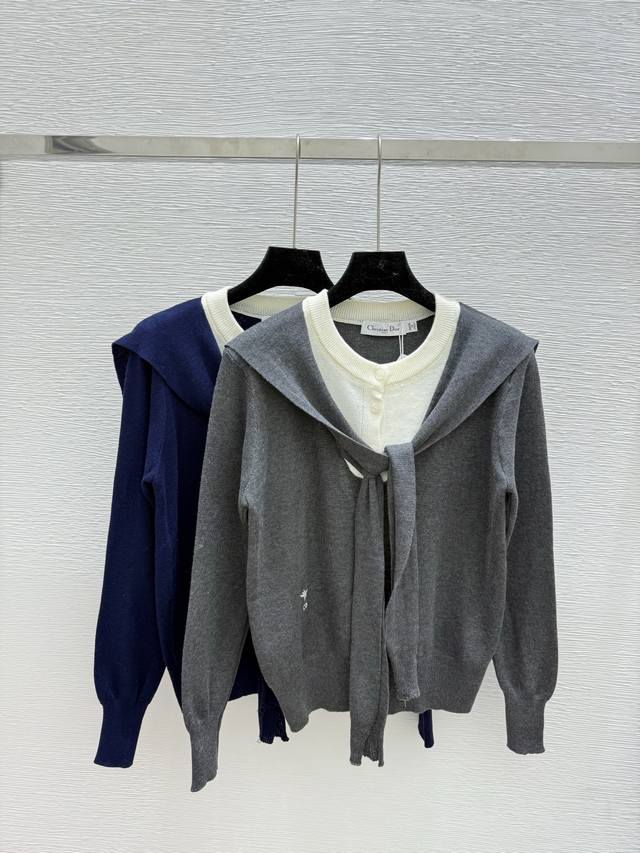 D's early autumn new color matching fake two-piece shawl knitted long-sleeved ca