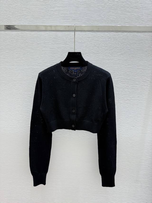 L's early autumn new letter hollow round neck knitted long-sleeved cardigan Colo