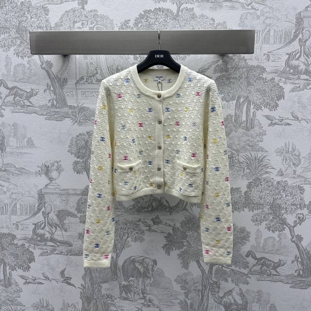 Chane*2025 New Arrival: Colorful Embroidered Round Neck Knit Cardigan Custom Yb
