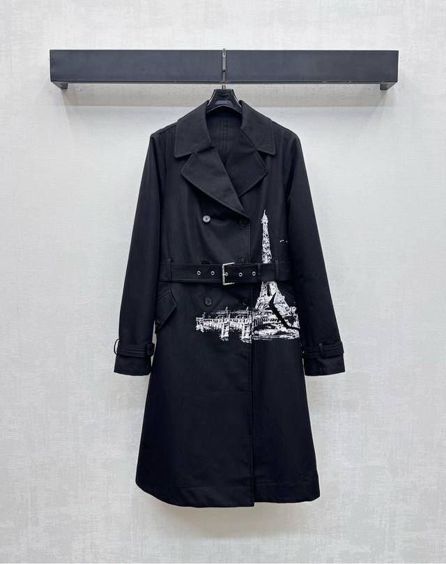 Dio*2025 New Arrivals: Custom Eiffel Tower Trench Coat Made of YB Imported Twill