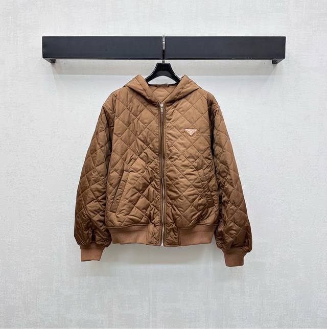 prad*2025 New Arrival: Custom-Made Diamond-Patterned Hooded Cotton Jacket Made o