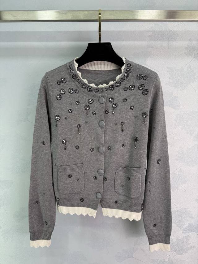 Niche*25 New Early Autumn Diamond Knit Cardigan with Rhinestone Decorations All