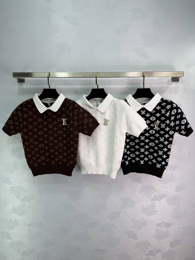 Lou*25 Early Fall new style lapel short-sleeved sweater with shirt collar design