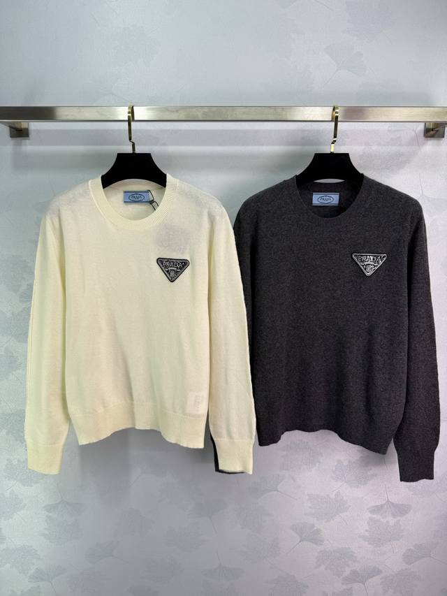 pr*2025 Early Fall new triangle logo knitted long sleeves! Custom-made imported