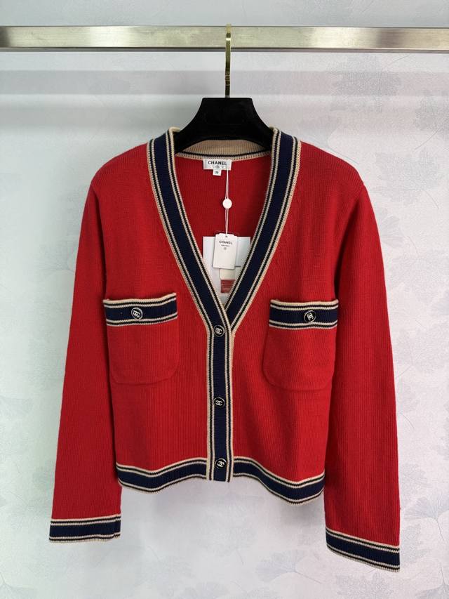 Ch* New 2025 Early Fall color-blocking V-neck knitted long-sleeved cardigan! Cus