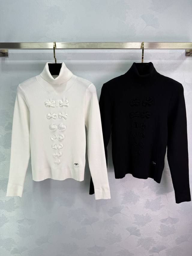 Chane*2025 Early Fall new bow-knot turtleneck long-sleeved sweater. Custom-made