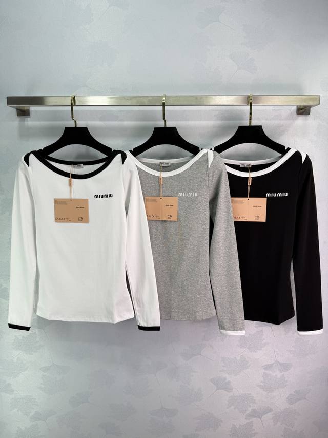 25 New arrival: Miu's three-color contrast-collar long-sleeved waistcoat with em