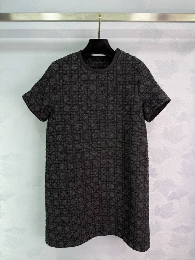 Dio*2025 Early Fall new jacquard rattan check short-sleeved dress, custom-made w