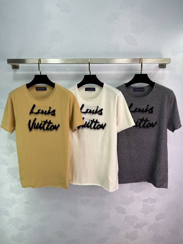 Lou* 2025 Early Fall new lettered knit short-sleeved top! Custom wool yarn weave
