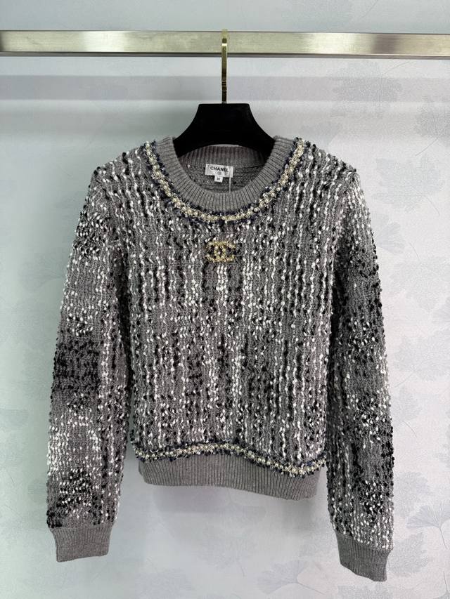 Ch*25 New Early Fall crew-neck knit top, custom-made cashmere blend, soft and co