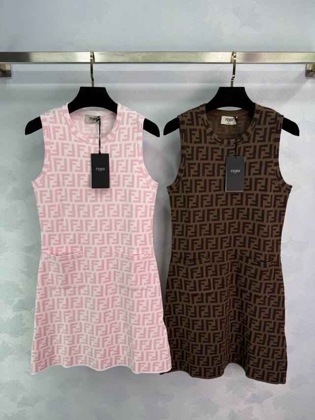 Fe*25 New Early Autumn Ff Letter Printed Knit Dress Classic Ff Logo Jacquard Fab