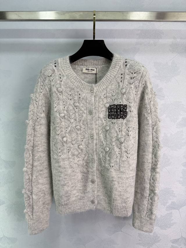 Miumi*2025 Early Fall New Cable Knit Round Neck Long-Sleeved Cardigan! Custom-ma